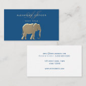 Elegante gouden olifant Classic Blue Professional Visitekaartje (Voorkant / Achterkant)