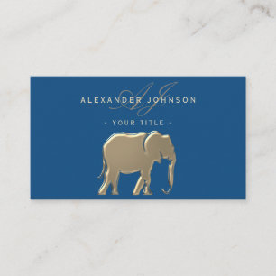 Elegante Gouden Olifant Klassiek Blauw Professione Visitekaartje