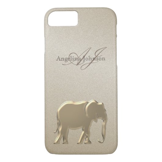 Elegante gouden olifant monogram Case-Mate iPhone case (Achterkant)