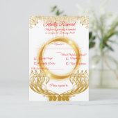 Elegante gouden ontwerp-RSVP kaart op wit (Staand voorkant)