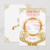 Elegante gouden ontwerp-RSVP kaart op wit (Voorkant / Achterkant)