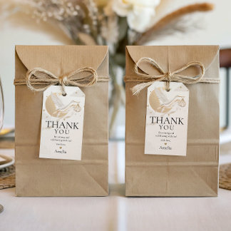 Elegante Gouden Ooievaar Baby Shower Cadeautag Cadeaulabel