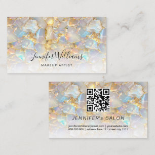 Elegante gouden opaal steen QR Code Salon Visitekaartje