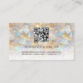 Elegante gouden opaal steen QR Code Salon Visitekaartje (Achterkant)