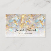 Elegante gouden opaal steen QR Code Salon Visitekaartje (Voorkant)