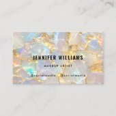 Elegante Gouden Opal Steen QR Code Schoonheidssalo Visitekaartje (Voorkant)