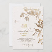 Elegante gouden orchidee bruiloft kaart (Voorkant)