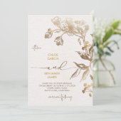 Elegante gouden orchidee bruiloft kaart (Staand voorkant)