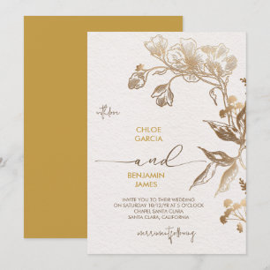 Elegante gouden orchidee bruiloft kaart