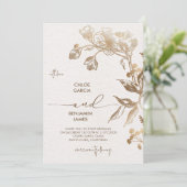 Elegante gouden orchidee bruiloft kaart (Staand voorkant)