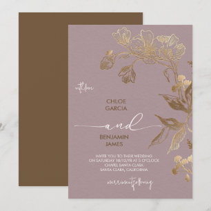 Elegante gouden orchidee bruiloft kaart