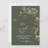 Elegante gouden orchidee bruiloft kaart (Voorkant)