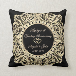 Elegante gouden ornament 50ste huwelijksverjaarda kussen