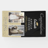 Elegante Gouden Ornament Afgestudeerde 2 Foto Afst Spandoek (Horizontaal)