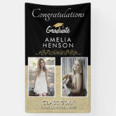 Elegante Gouden Ornament Afgestudeerde 2 Foto Afst Spandoek (Verticaal)