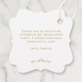Elegante Gouden Ornament Afstudeerhoed Bedankjes Labels (Achterkant)