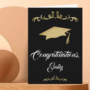 Elegante Gouden Ornament Felicitaties Afstuderen Kaart