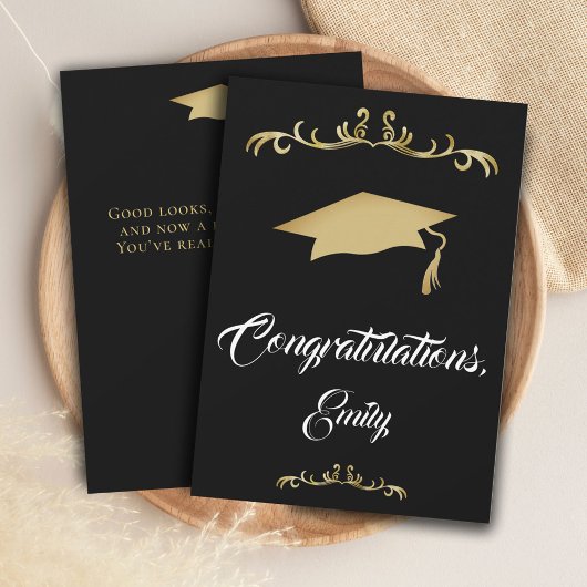 Elegante Gouden Ornament Felicitaties Afstuderen Kaart