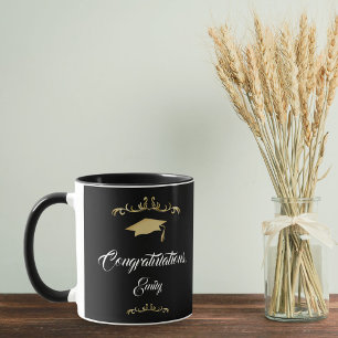 Elegante Gouden Ornament Felicitaties Afstuderen Mok
