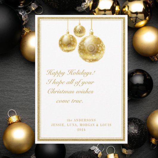 Elegante gouden ornamenten en lijsten kerstkaart