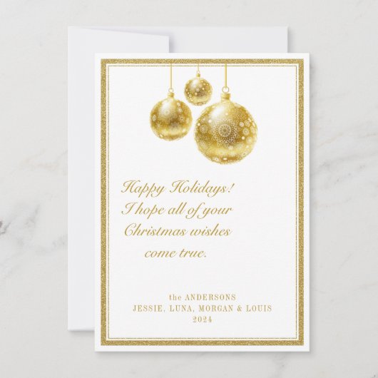 Elegante gouden ornamenten en lijsten kerstkaart (Voorkant)