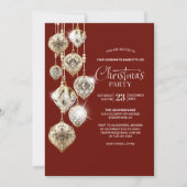Elegante gouden Ornamenten kerstfeest uitnodiging (Voorkant)