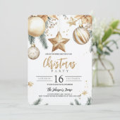 Elegante gouden Ornamenten Poinsettia kerstfeest Kaart (Staand voorkant)