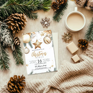 Elegante gouden Ornamenten Poinsettia kerstfeest Kaart