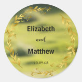 Elegante Gouden Overlay Bloemen rustieke bruiloft Ronde Sticker (Voorkant)