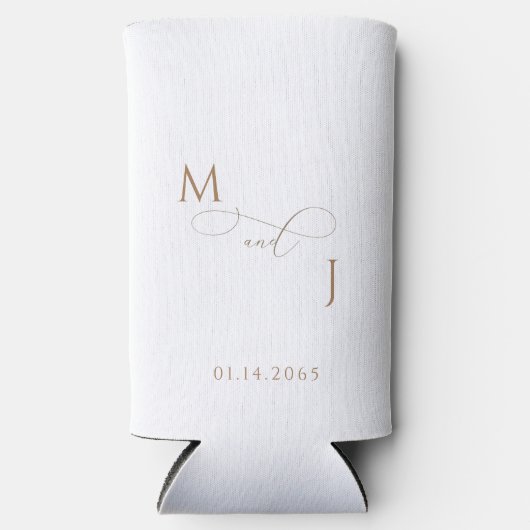 Elegante gouden paar script Initialen bruiloft Seltzer Blikjeskoeler (Voorkant)