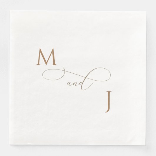 Elegante gouden paar script Initialen bruiloft Servet (Voorkant)
