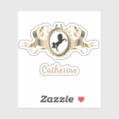 Elegante gouden paard lint Crest Naam Sticker (Vel)