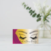 Elegante gouden & Paarse Lash & Brow Artist Busine Visitekaartje (Staand voorkant)