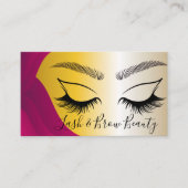 Elegante gouden & Paarse Lash & Brow Artist Busine Visitekaartje (Voorkant)