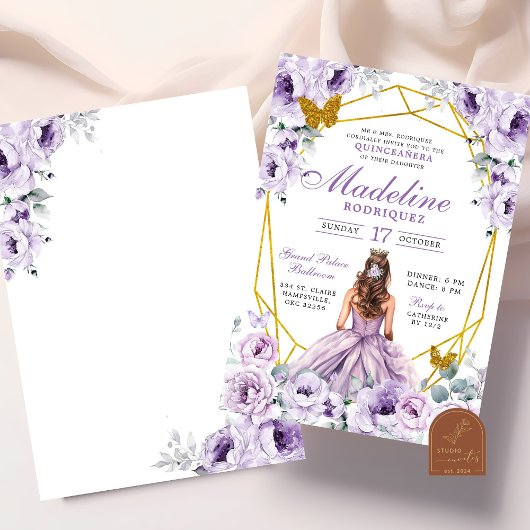 Elegante gouden Paarse Mexicaanse prinses Quincean Kaart
