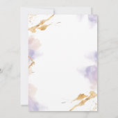 Elegante gouden & Paarse Waterverf bruiloft uitnod Kaart (Achterkant)