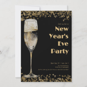 Elegante gouden pailletten New Years Eve Champagne Kaart