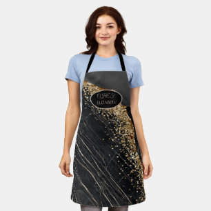 Elegante gouden pailletten zwarte marmer schort