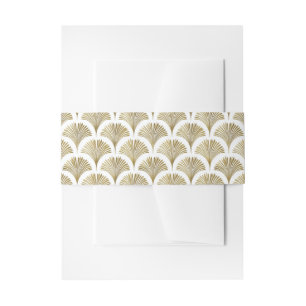 Elegante Gouden Palm Patroon Buikband Uitnodigingen Wikkel