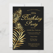 Elegante Gouden Palm Zwarte Gouden Verjaardagsfees Kaart (Voorkant)