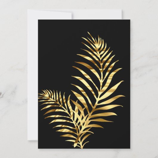 Elegante Gouden Palm Zwarte Gouden Verjaardagsfees Kaart (Achterkant)