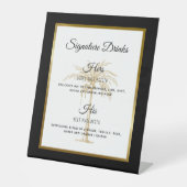 Elegante gouden palmboom bruiloft handtekening Dri Reclamebord Met Voetstuk (Voorkant)