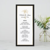 Elegante gouden palmboom moderne bruiloft menu (Staand voorkant)