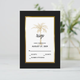 Elegante gouden palmboom moderne bruiloft RSVP kaartje