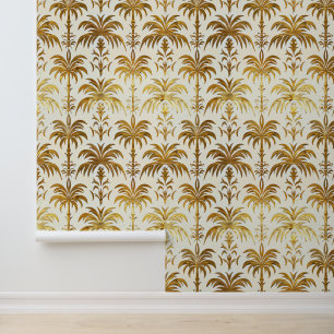 Elegante gouden palmboomschil en stok behang