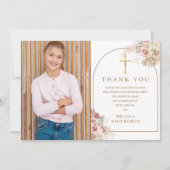 Elegante Gouden Pampasgras Bloem Bevestiging Bedankkaart (Voorkant)