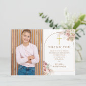 Elegante Gouden Pampasgras Bloem Bevestiging Bedankkaart (Staand voorkant)