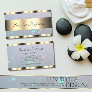 Elegante Gouden Parel Glitter Glans op Lichtblauw Visitekaartje