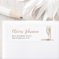 Elegante gouden parels en Prosecco Adresetiketten