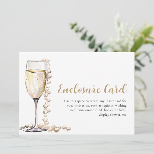 Elegante gouden parels en Prosecco behuizing Kaart (Staand voorkant)